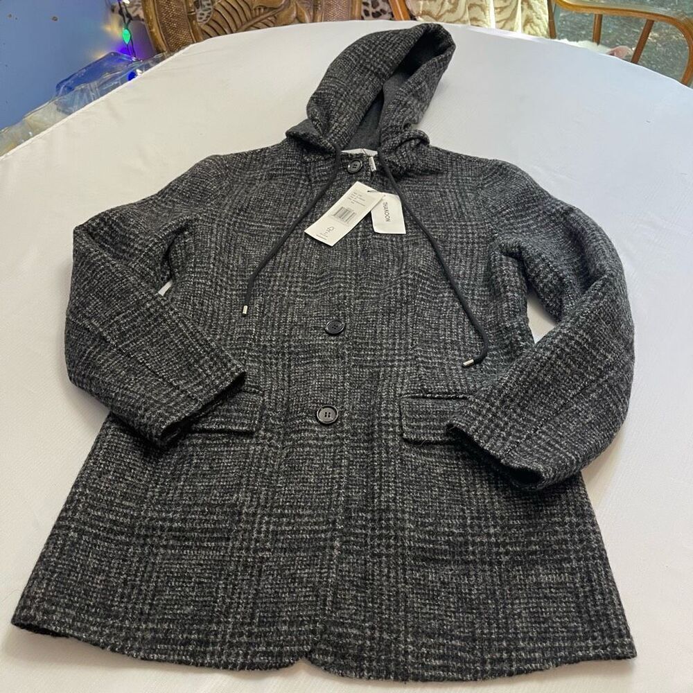 NWT THAKOON Addition Wool Blend Gray Melange Hooded Blazer Coat Jacket Size M